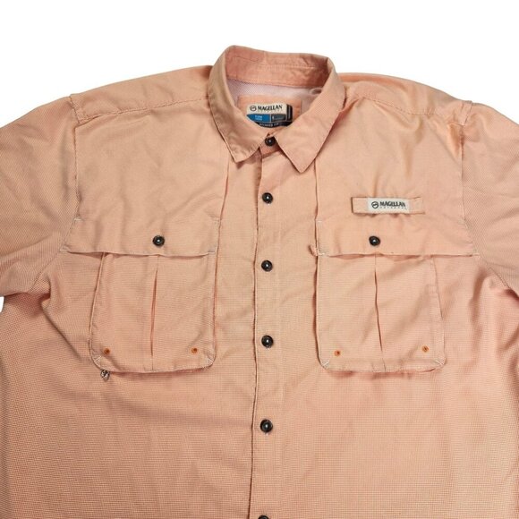 Magellan Outdoors Men's Size Large Peach Plaid Relaxed Fit Casual Fishing Shirt - Picture 7 of 12